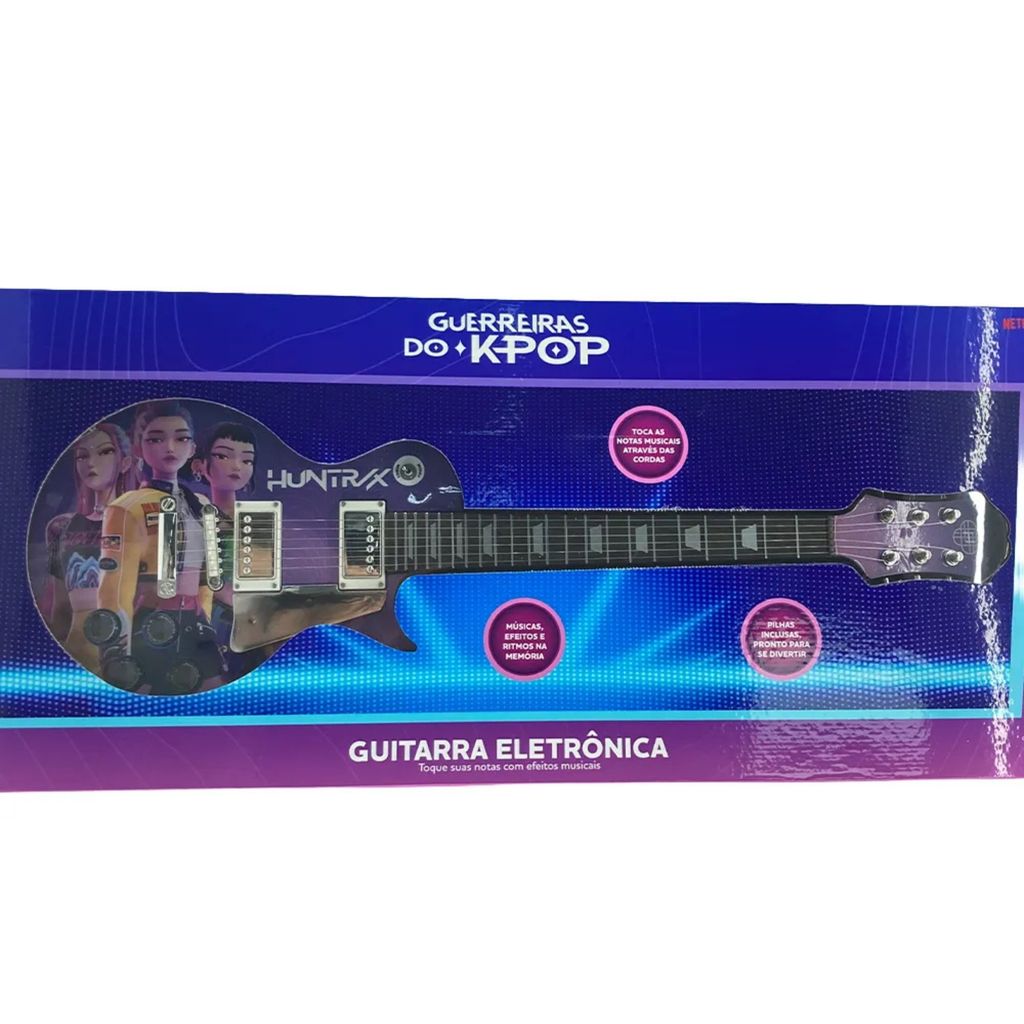 Guitarra Infantil Guerreiras do K-Pop c/ Músicas, Sons e Luzes Candide - 78017 — imagem 2 de 2