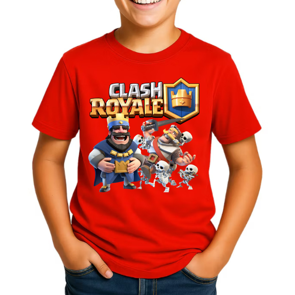 Camiseta Clash Royale Infantil Juvenil Camisa Estampada 100% Algodão N2 ao 16 Tendencia Lançamento