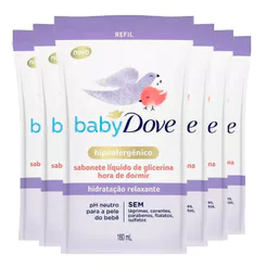 Kit Sabonete Refil Dove Baby Hidratação Hora De Dormir 180ml - 6 Unidades
