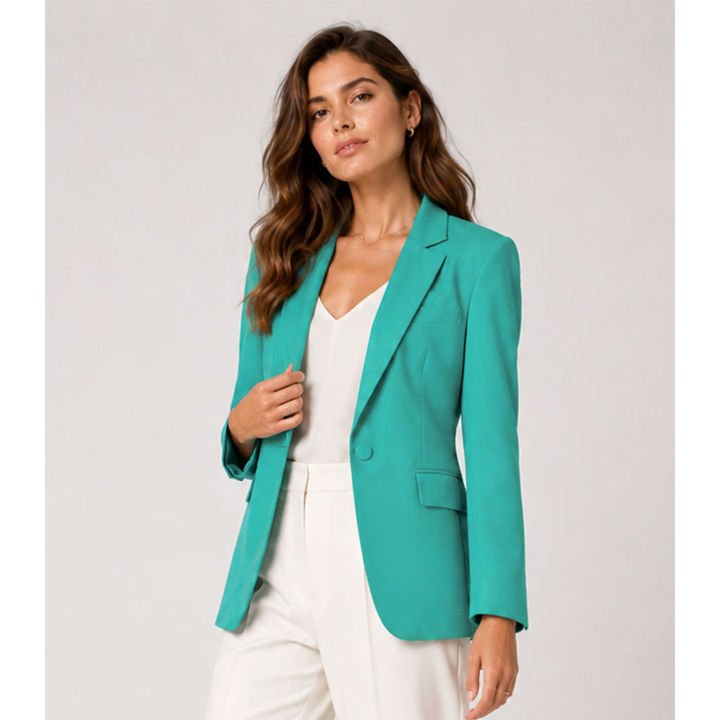 Blazer Alongado Feminino Em Alfaiataria Aishty Verde