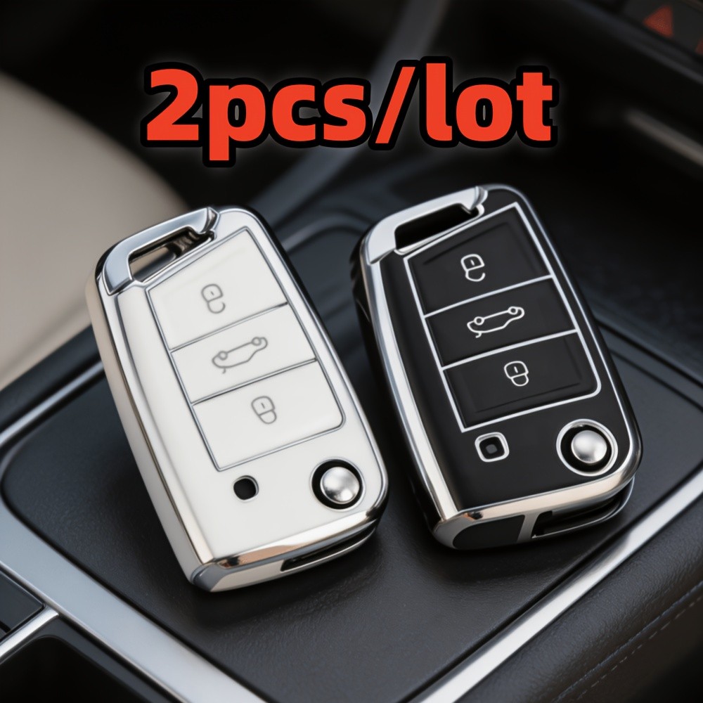 2 Pçs/Set Capas De Chave Do Carro Para VW Golf 7 Caso , Capa De Caixa Polo , Skoda , Tiguan , MK7 3 Botões