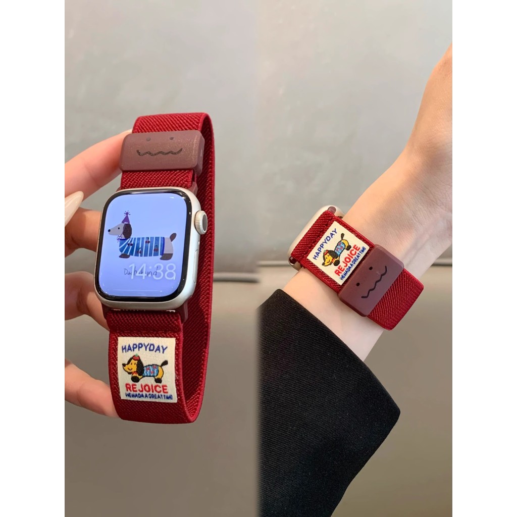 Bonito Dachshund Graffiti Adequado para iwatch10 Strap applewatch Pulseira Huawe