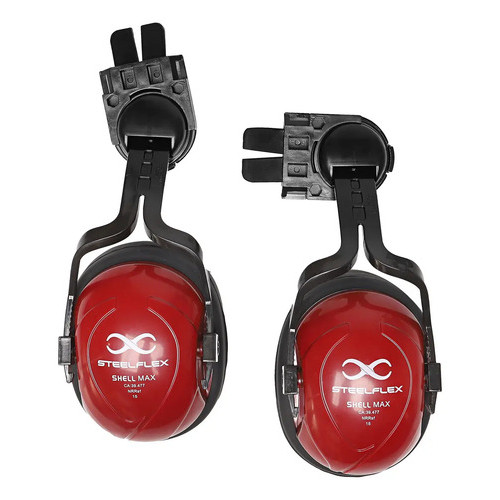 Abafador de Ruído Steelflex Shell Max Vermelho Protetor Auricular Tipo Concha 15dB Acoplar Capacete Industrial — imagem 2 de 2