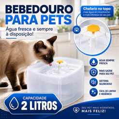 Fonte de Água Automática para Gatos com Filtro de Circulação Baixo Consumo de Energia e Fácil de Limpar