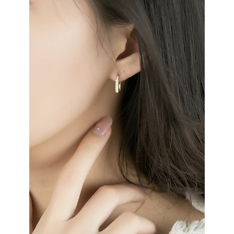 R romântico925 prata esterlina K-banhado brincos feminino linha diamante moda brincos pequenos brincos frescos All-Match