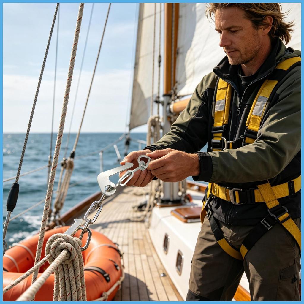 Gancho De Liberação Para Barco Salva-Vidas , Anel Deslizante De Aço Inoxidável Resistente , Ligação Marinho , Rápida hue