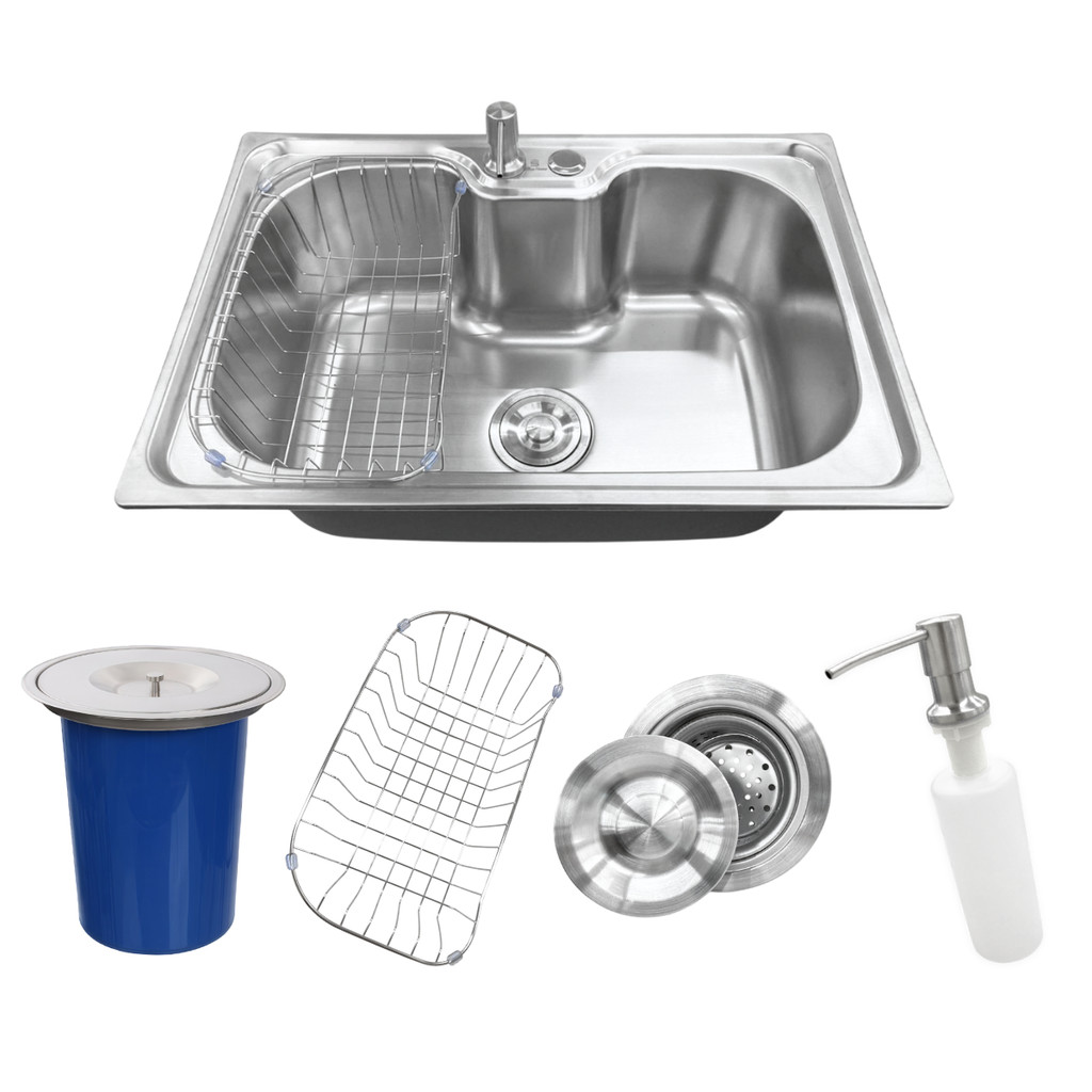 Kit Cozinha Gourmet Cuba Inox 50x40cm Lixeira Embutir Pia 5L Aço Inox Escovado