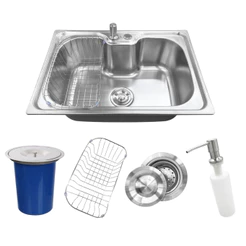 Kit Cozinha Gourmet Cuba Inox 50x40cm Lixeira Embutir Pia 5L Aço Inox Escovado