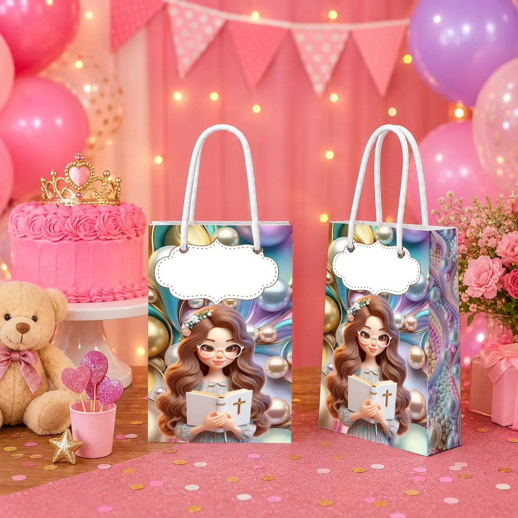 Sacolinhas Surpresa Personalizadas Crisma Eucaristia Lembrancinha Aniversário Sacola Papel Com Nome e Idade