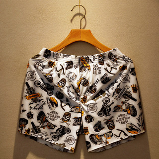 Shorts masculinos verão gelo seda fina seta calças soltas impressas Boxer Briefs casa calças de pijama de três pontos ca