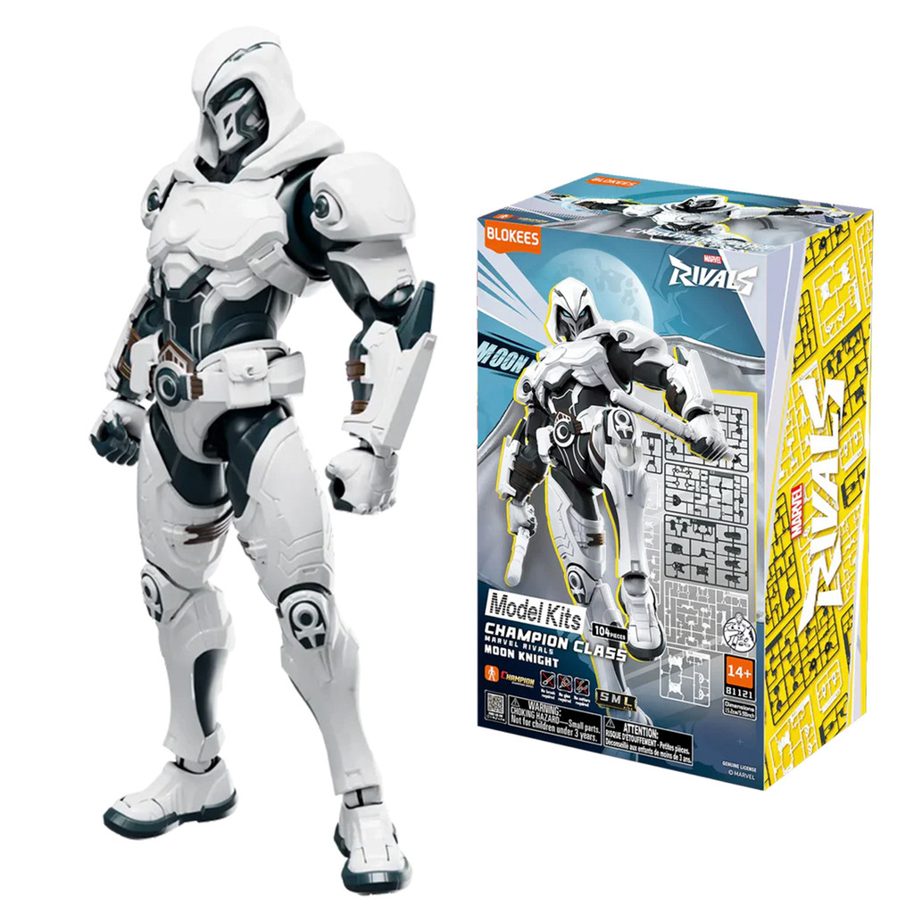 Boneco Articulado Montável Blokees Marvel Rivals Champion Class Moon Knight Colecionável Model Kit