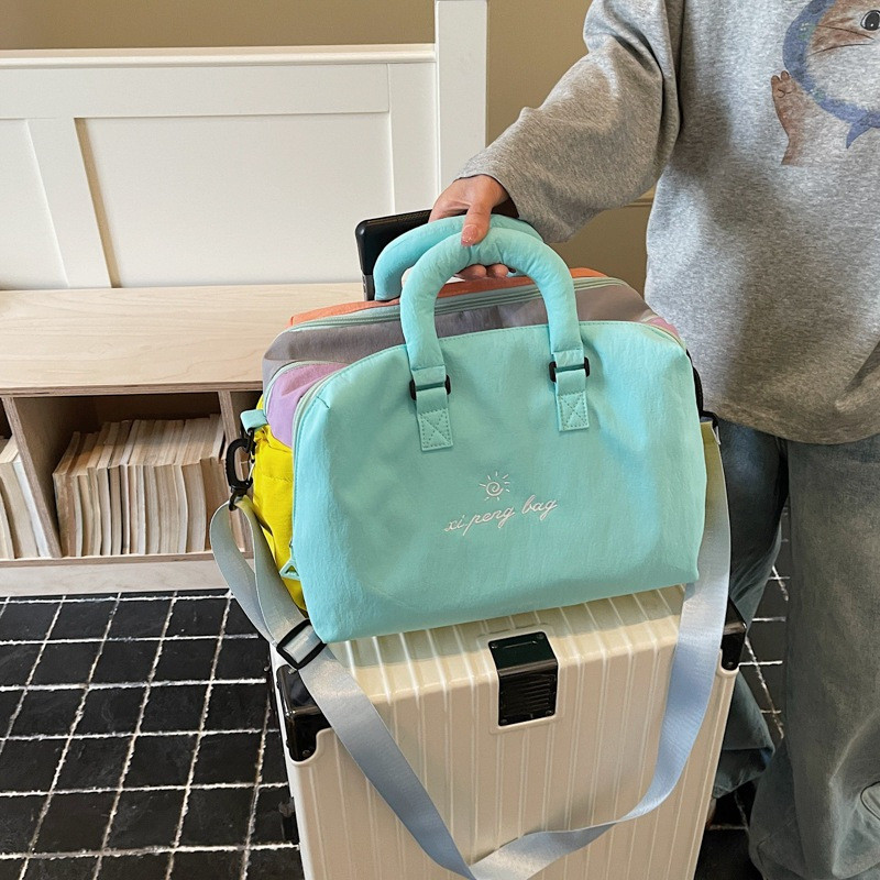 Bolsa De Viagem Colorida Estilo Dopamina Grande Capacidade Mão Para Cabine Leve E Organizadora