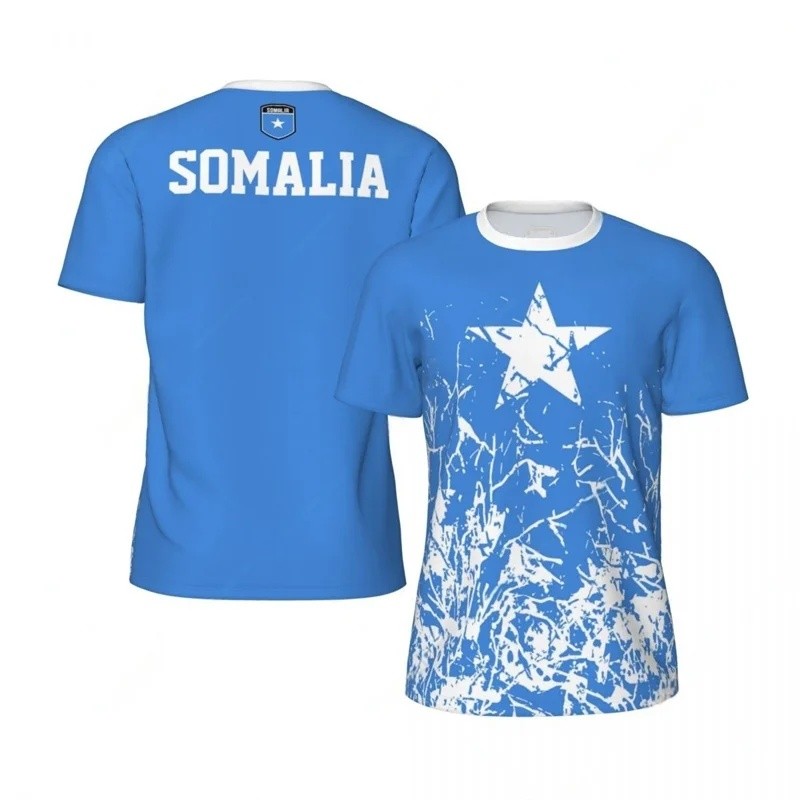 Homens Somalia Gráfico Verão Camiseta 3D Impresso Futebol Camisetas De Fitness Oversized Manga Curta Esportes Ginásio T