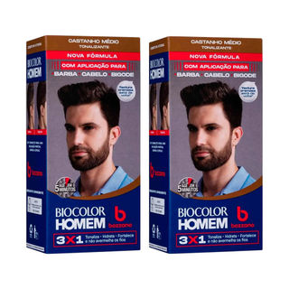 Kit Tonalizante Biocolor Homem Castanho Médio - 2 Unidades
