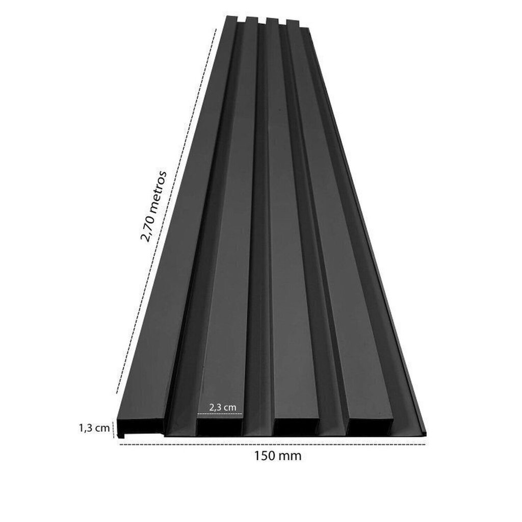 Painel Ripado de PVC 8 Barras de 2,70MX15CM (3,24m²) Bariri Preto — imagem 2 de 2