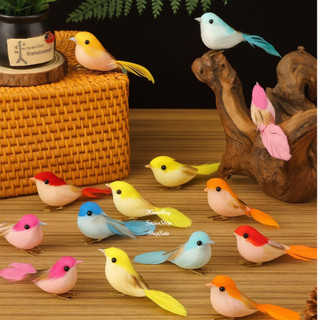Kit 04 Passarinhos Artificiais Coloridos Sortidos Decoração Festa 10,5 Cm Enfeite Decorativo ENFEITE