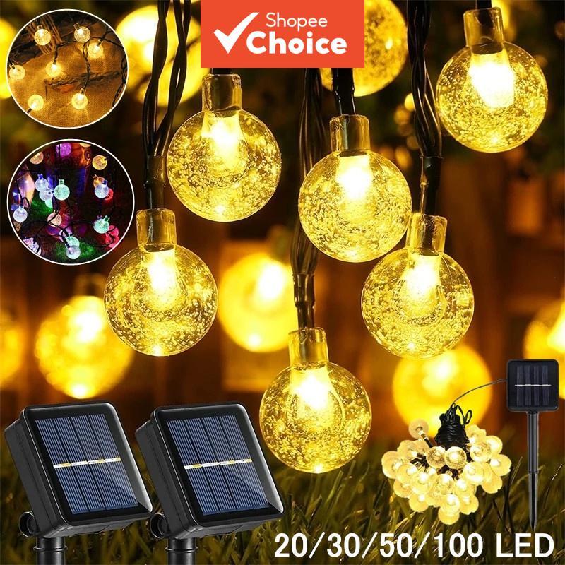 100 Luzes Solares Da Corda Bolha Do Diodo Emissor De Luz , Lâmpada Impermeável Exterior Fada Decoração Casa Jardim Bola