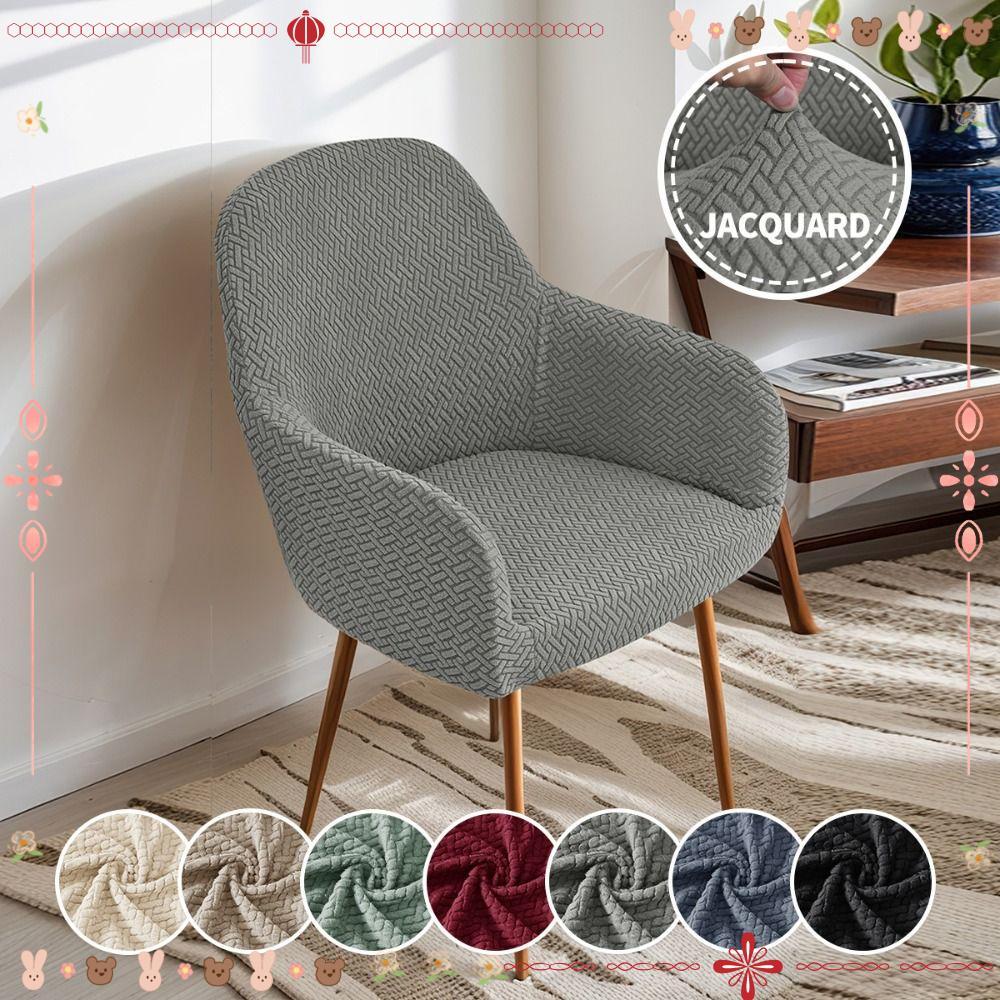 Capa Para Cadeira De Jantar De Hotel, De Poltrona Alta Curvada De Elasticidade Assento Jacquard Macia Antiderr