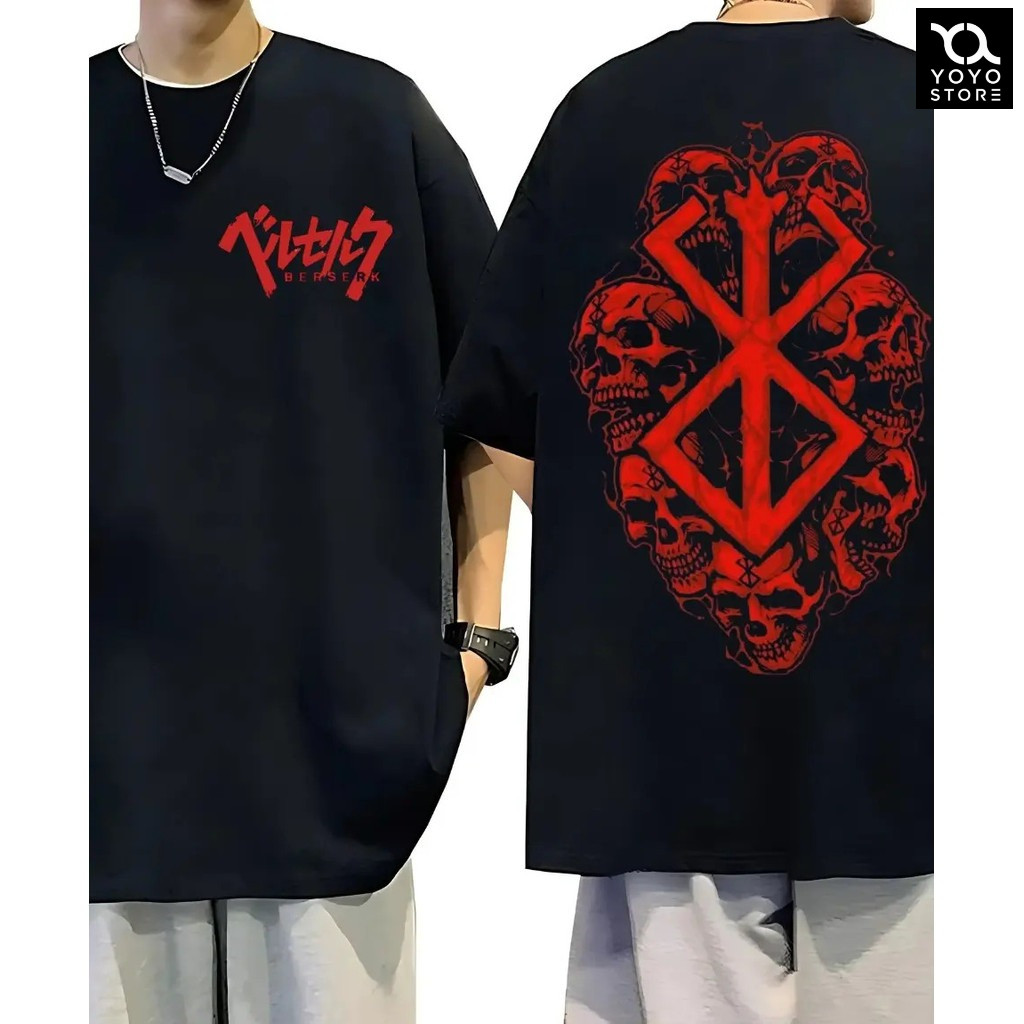 Camiseta Oversized Caveira Berserk Treino Academia Larga Fit