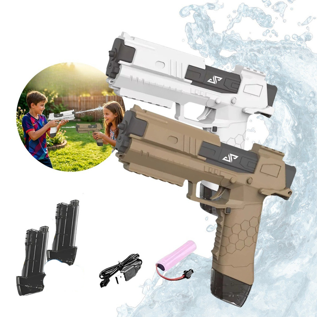 Pistola de Água Lançador Metralhadora Elétrica Esguicho Automático Brinquedo Aquático Bateria Kizumba