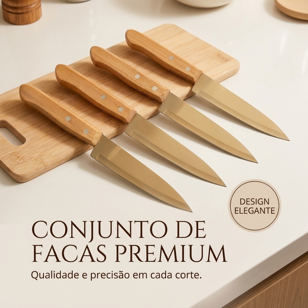 Conjuntos Facas Profissionais de Chef 6" em Aço Inox com Cabo de Madeira – Qualidade e Precisão