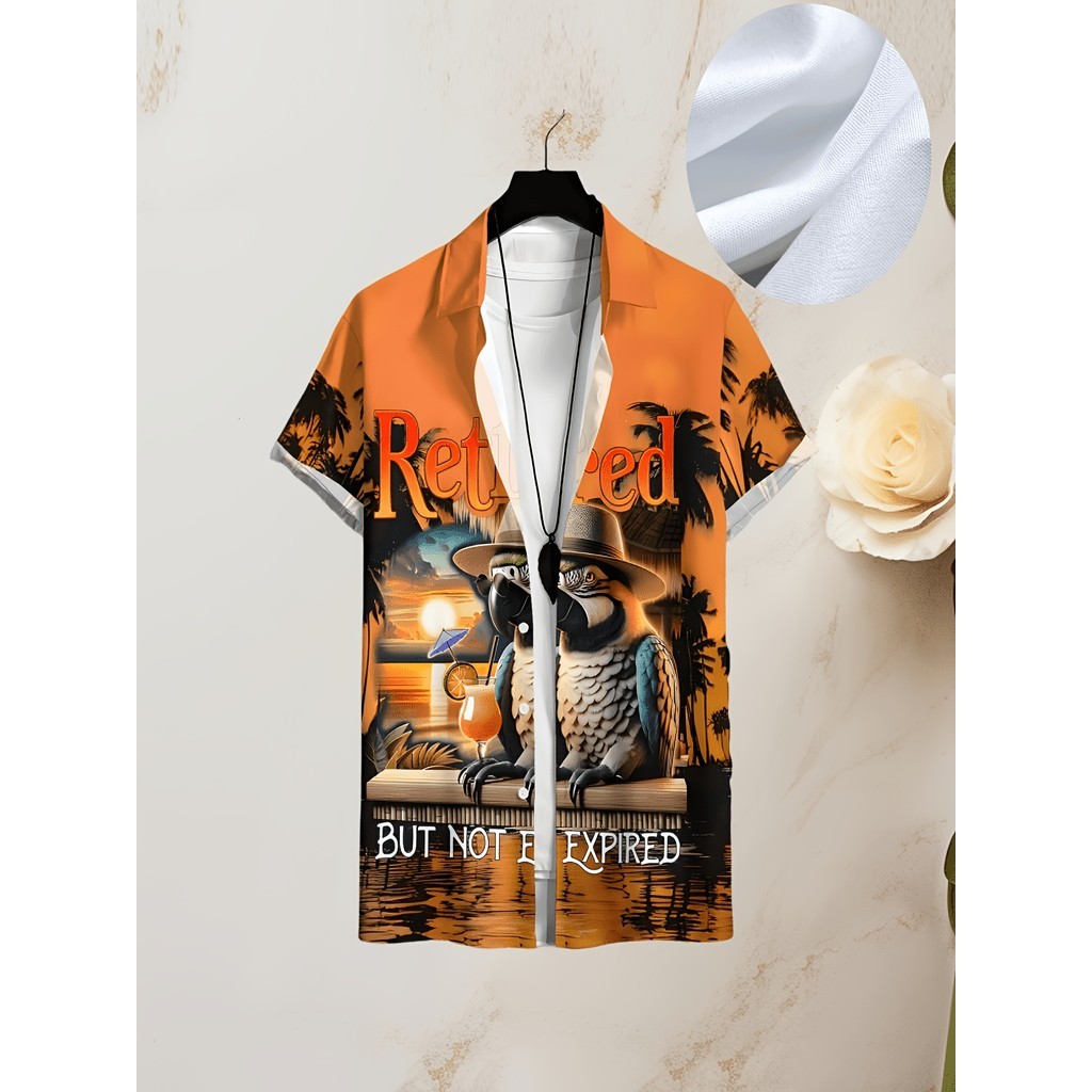 Camisa havaiana masculina de verão estampada praia praia Casual camisa masculina