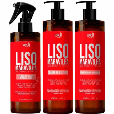 Widi Care Liso Maravilha Kit – Shampoo + Condicionador + Fluído Anti Frizz Kit