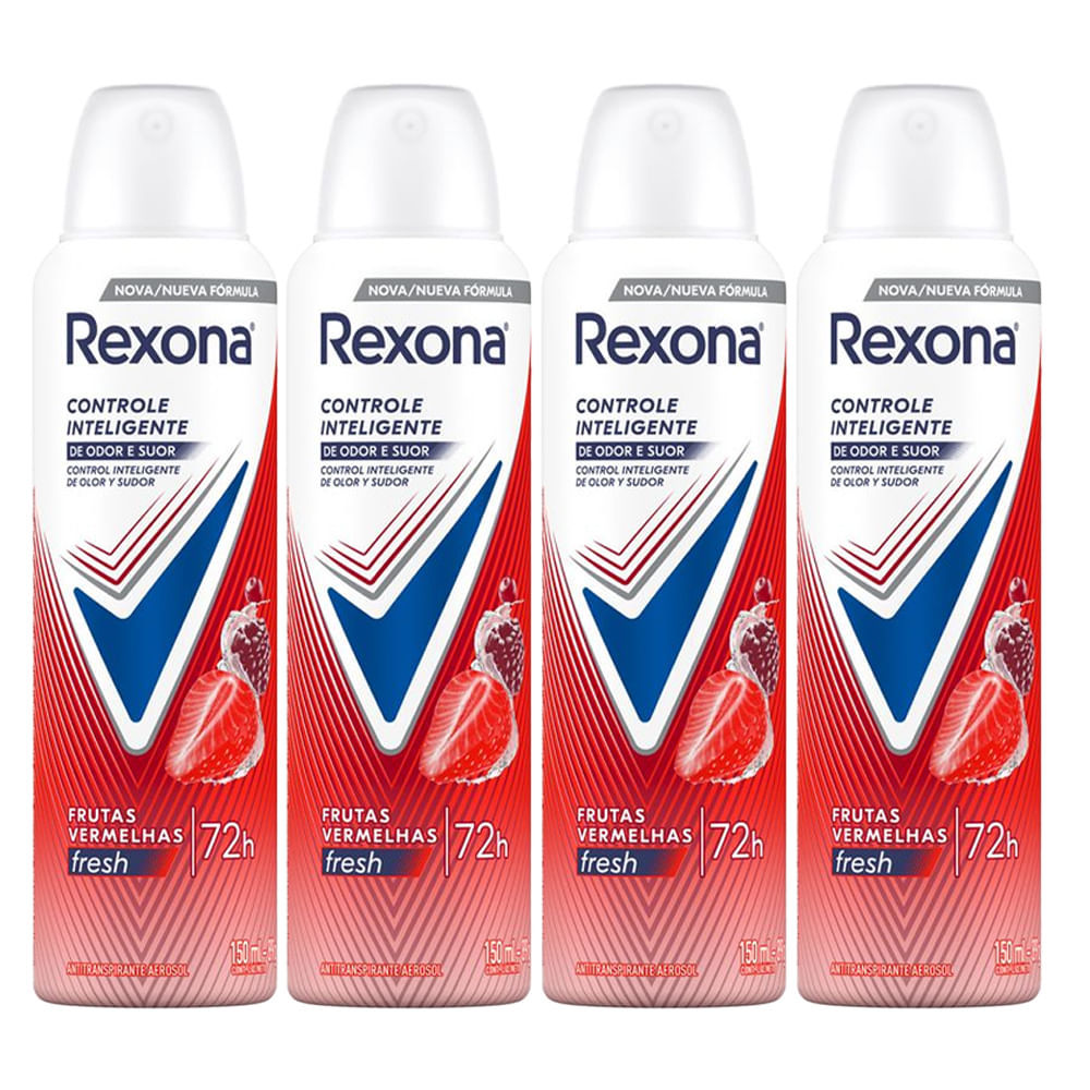 Kit Desodorante Aerosol Rexona Frutas Vermelhas 150ml - 4 Unidades