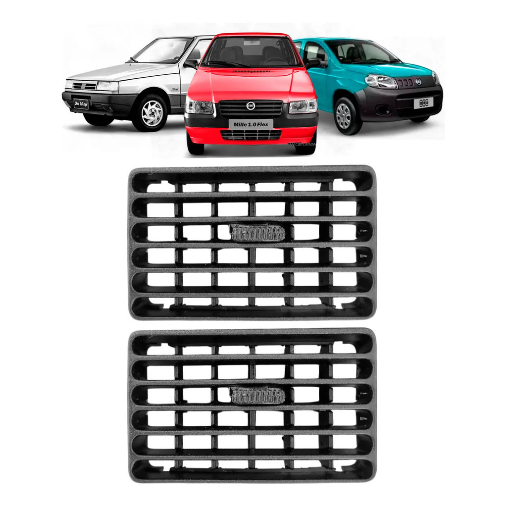 Kit 2 Difusor Ar Central Preto Fiat Uno 1995 A 2013 -
