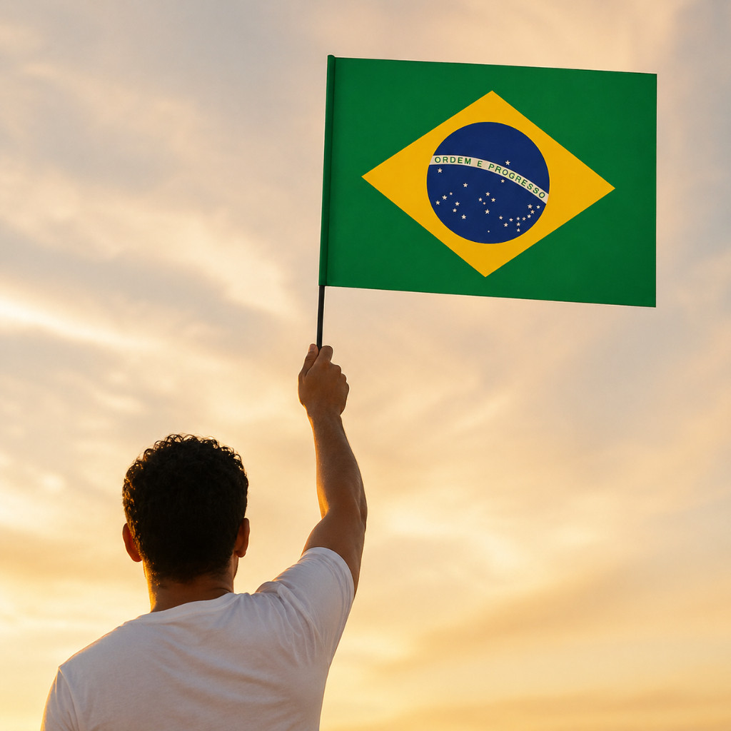 Bandeira do Brasil Zalike 40x30cm Mastro Plástico Torcedora Futebol Verde Amarela Decoração Festas — imagem 2 de 2