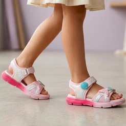 Papete Sandália Infantil Feminina Sereia Menina Brilho Confortável Macia Antiderrapante Leve Macia