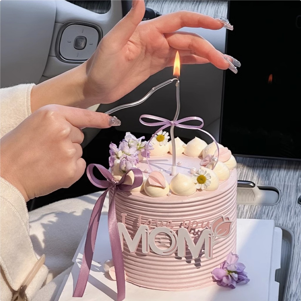 2026 Decoração de bolo de dia das mães Eu amo MÃE Acrílico Tulipa MÃE Plug-In Arco de fita roxa