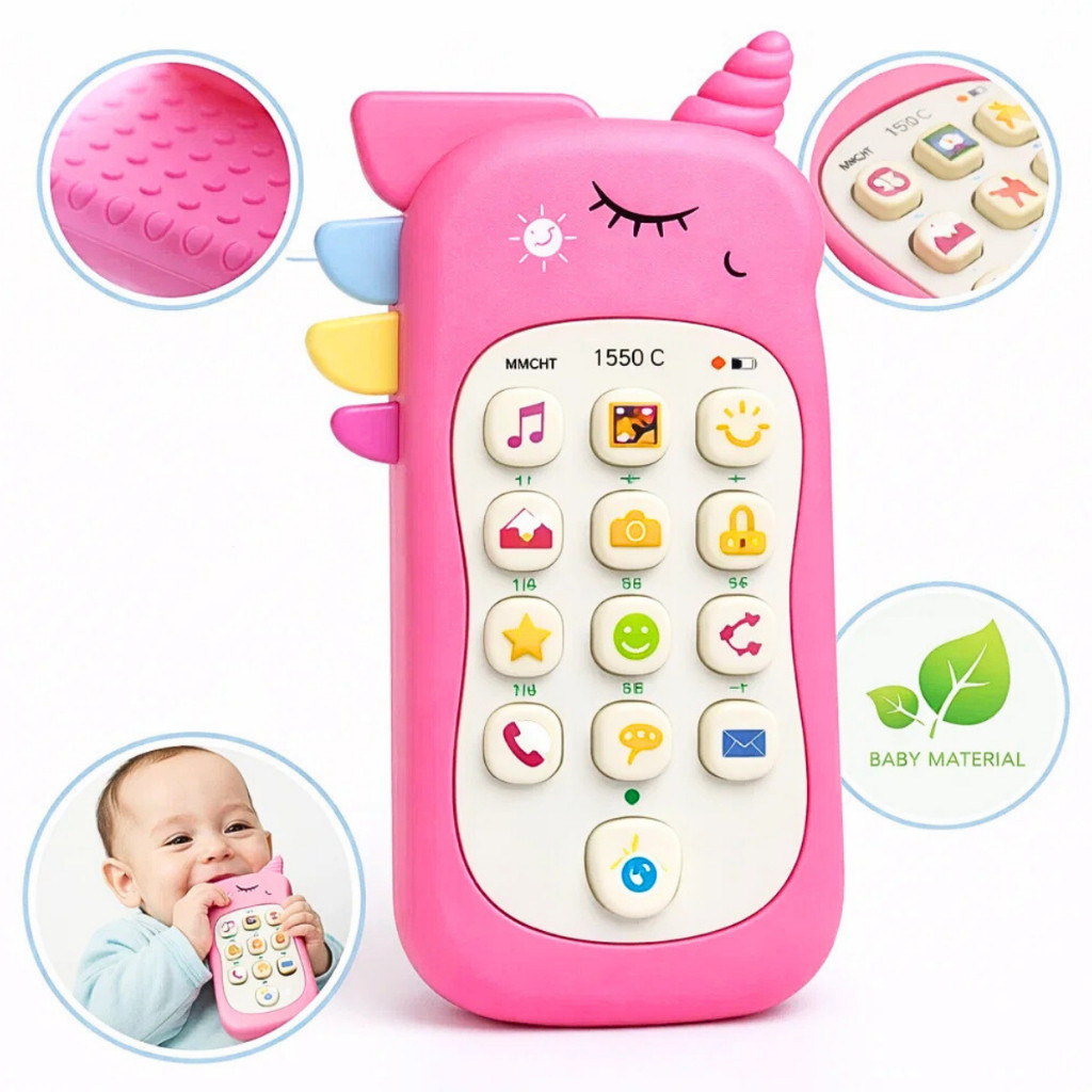 Celular Infantil Musical telefone Interativo com mordedor Educativo Sensorial brinquedo bebê