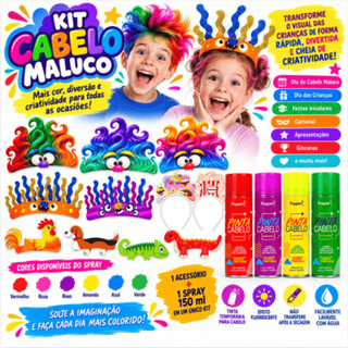 Kit Cabelo Maluco + Spray Colorido 150ml Dia das Crianças