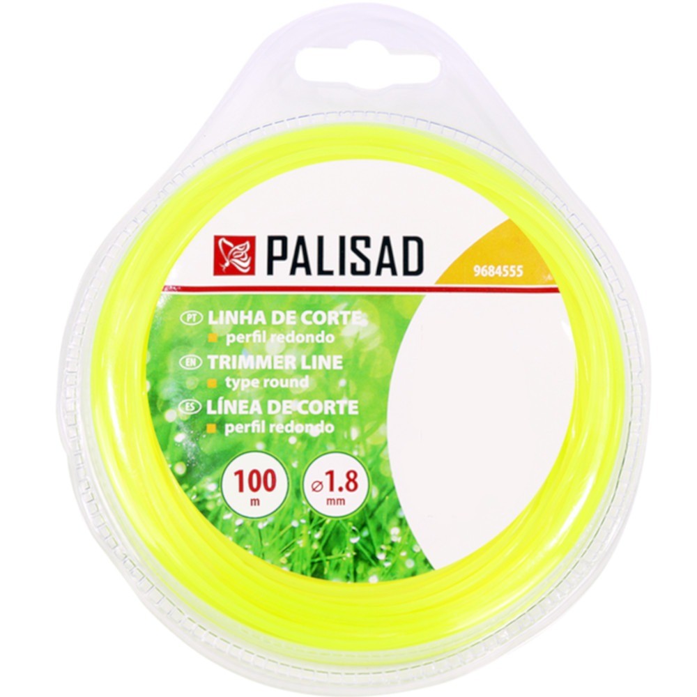 Fio de nylon redondo 1,8 mm x 100 metros para aparadores e roçadeiras - 9684655 Palisad