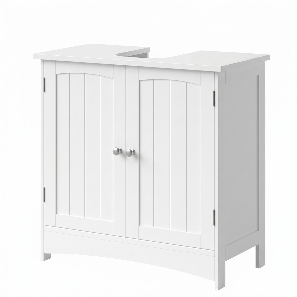 SONGMICS Armário para Pia de Banheiro Farmhouse com 2 Portas e Prateleira Ajustável 60 x 30 x 60 cm Branco — imagem 2 de 2