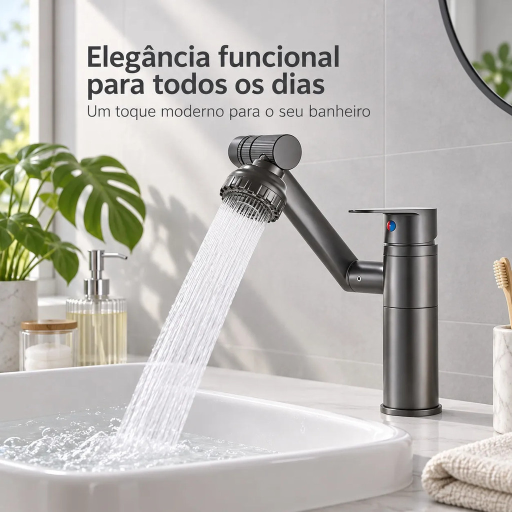 Torneira Banheiro Rotativa 360 Monocomando Lavabo Luxo Torneira para lavatório rotativa TOMATE