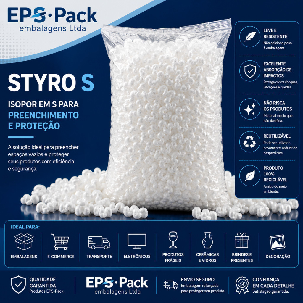 Isopor em S EPS 20L Styro S para Embalagens Proteção Preenchimento E-commerce EPS-Pack