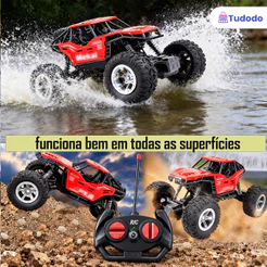 Carrinho 4x4 Off Road Controle Remoto Recarregável USB Resistente Impacto Brinquedo Criança Menino