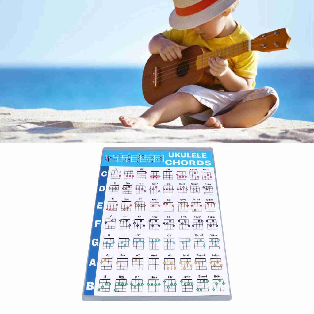 Guia de pôster profissional da folha de acordes Mingzhe Ukulele para iniciantes (grande)