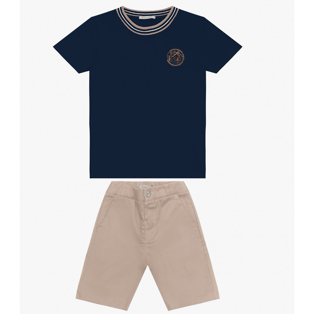 Conjunto Camiseta com Bermuda Trick Nick Azul Marinho