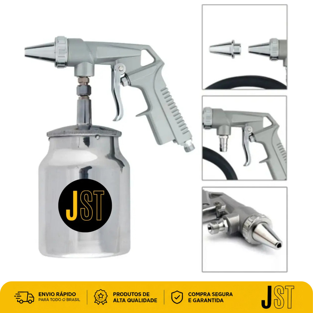 Pistola Para Jateamento De Areia Sucção PJA1000 JST 1000ml Conexão 1/4