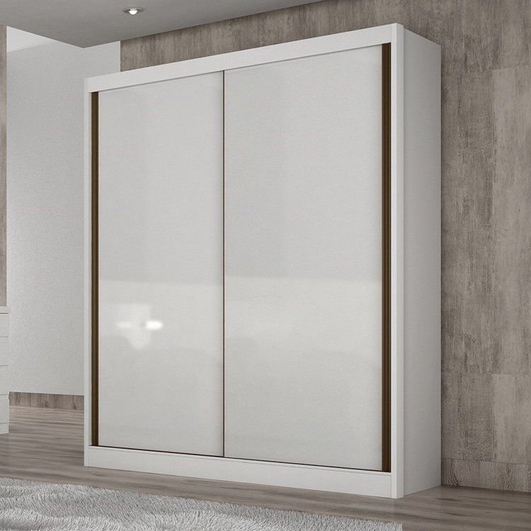 Guarda Roupa Solteiro em MDF 2 Portas 3 Gavetas Ávila Branco Branco