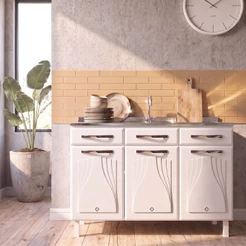 Balcão de Cozinha para Pia em Aço Star New 3 Portas 2 Gavetas Branco - Telasul