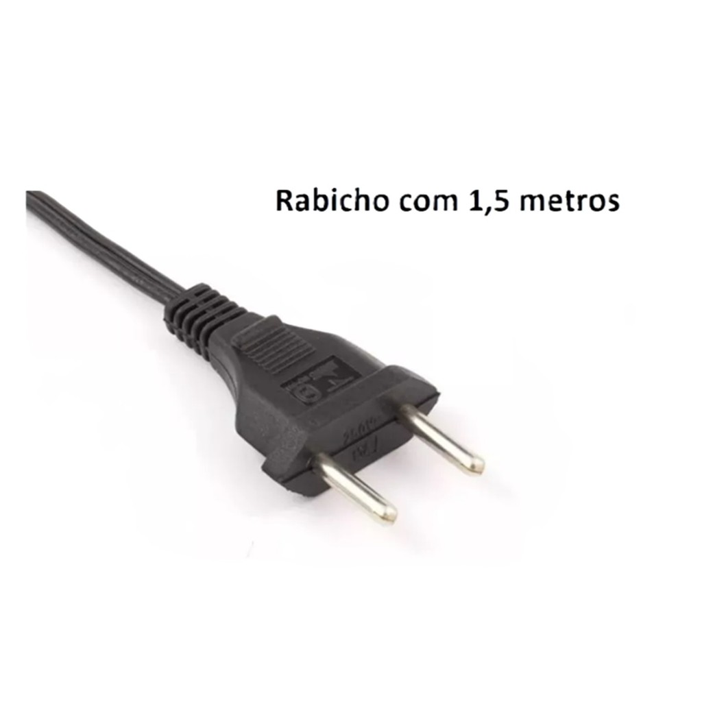 Cabo de Força - Rabicho 2x0,50mm 1,50m - 06 Peças - Ideal para Eletrônicos — imagem 2 de 2