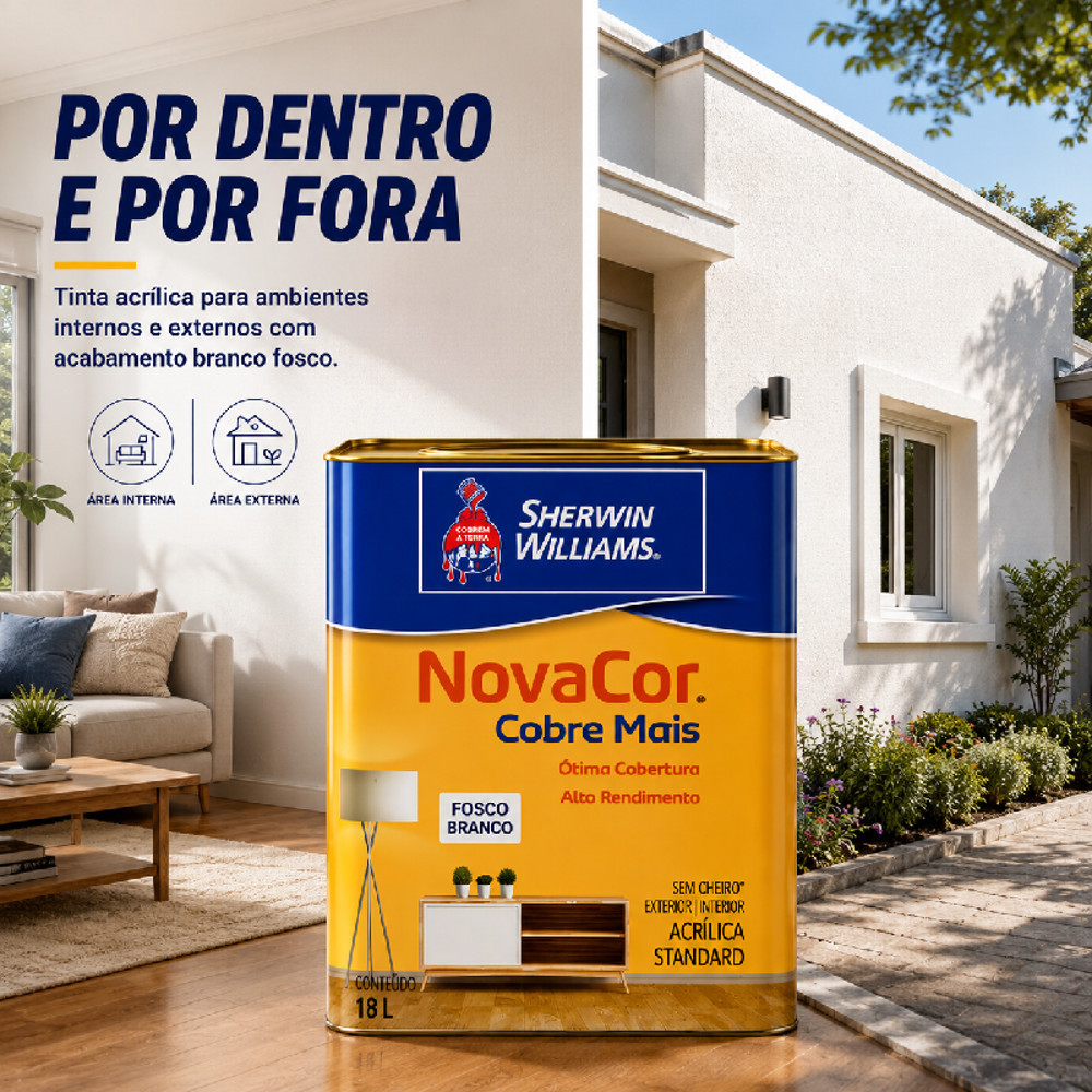 Tinta Acrílica Novacor Cobre Mais Fosco Cores 18L Sherwin-Williams · foto 2
