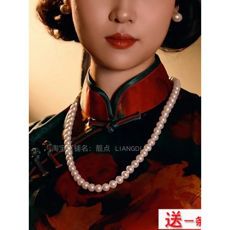 Colar de pérolas cheongsam combinando, acessórios cheongsam, colar de comprimento médio, 60cm, corrente de suéter femini
