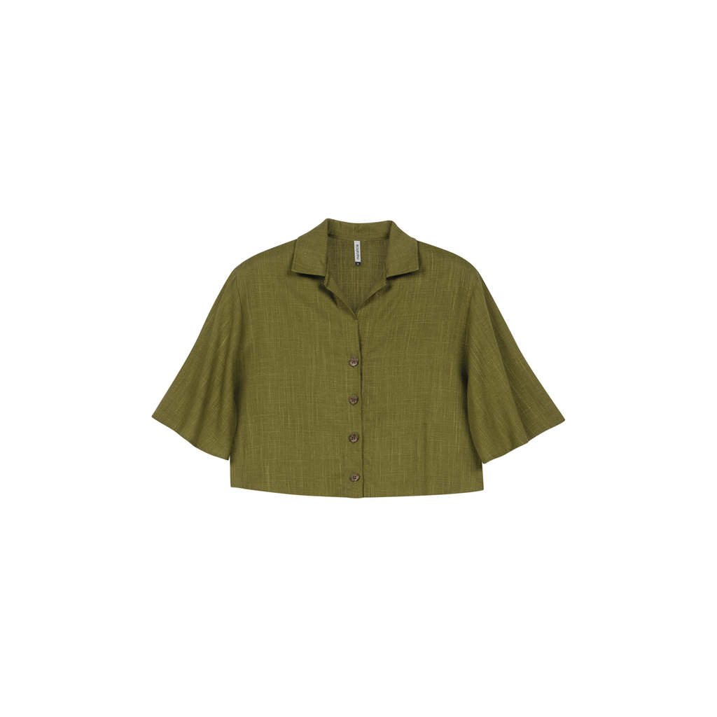 Camisa Feminina Manga Ampla Viscolinho Marialícia Verde · foto 2