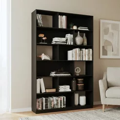Estante de Livros 120CMX187,5cm 5 Prateleiras 12 Nichos Euforia Preto Yescasa Preto