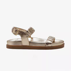 Papete Feminina Iris Couro Dourado